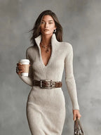 Miss | Midi Jurk Dames Casual - Gebreide mix - Miss Madera