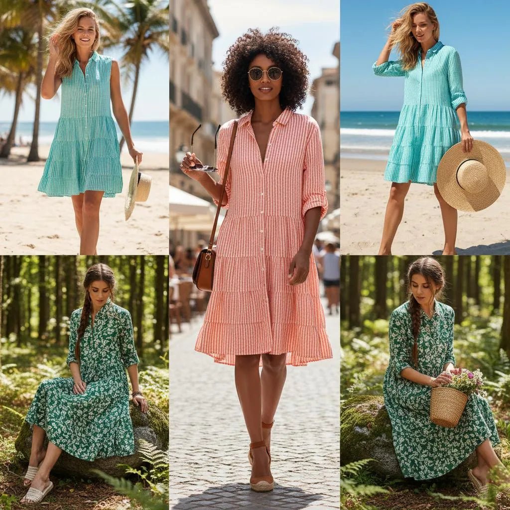 Miss | Midi Jurk Dames Casual - Linnen - katoen blend - Miss Madera