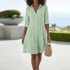 Miss | Midi Jurk Dames Casual - Linnen - katoen blend - Miss Madera