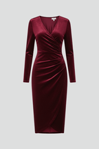 Miss | Midi Jurk Dames V-hals Lange Mouwen - Viscose - Miss Madera MIS-GAAYQJ