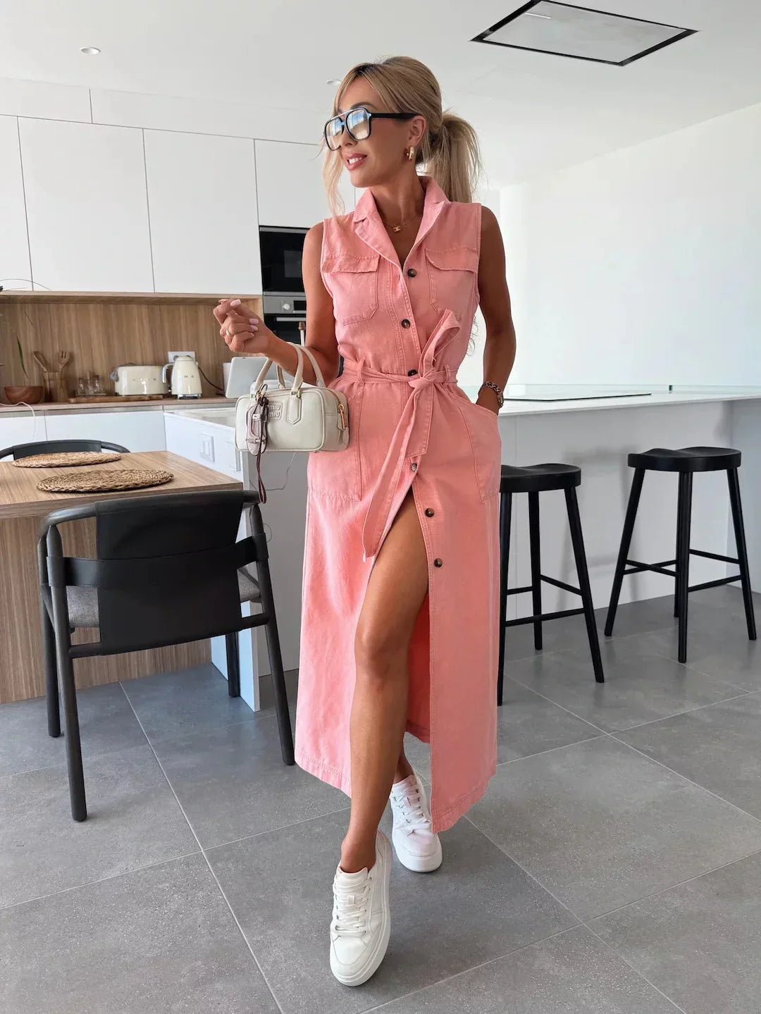 Miss | Midi Jurk Dames Zomer Getailleerd - Polyester - Miss Madera MIS-8UUBH3