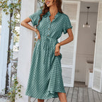 Miss | Midi Jurk Dames Zomer Stippen - Viscose - Miss Madera MIS-980ISK