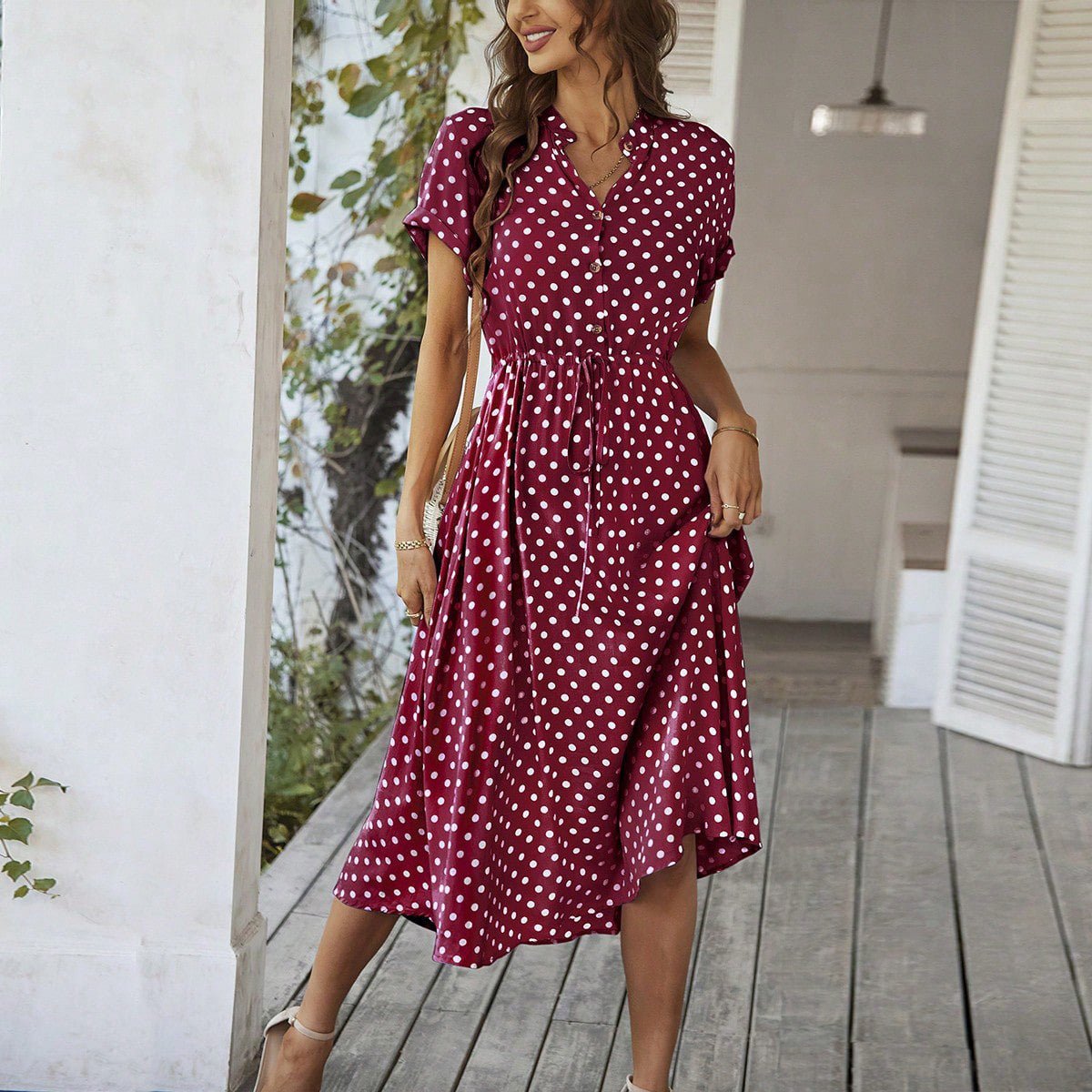 Miss | Midi Jurk Dames Zomer Stippen - Viscose - Miss Madera MIS-KUCWJ8
