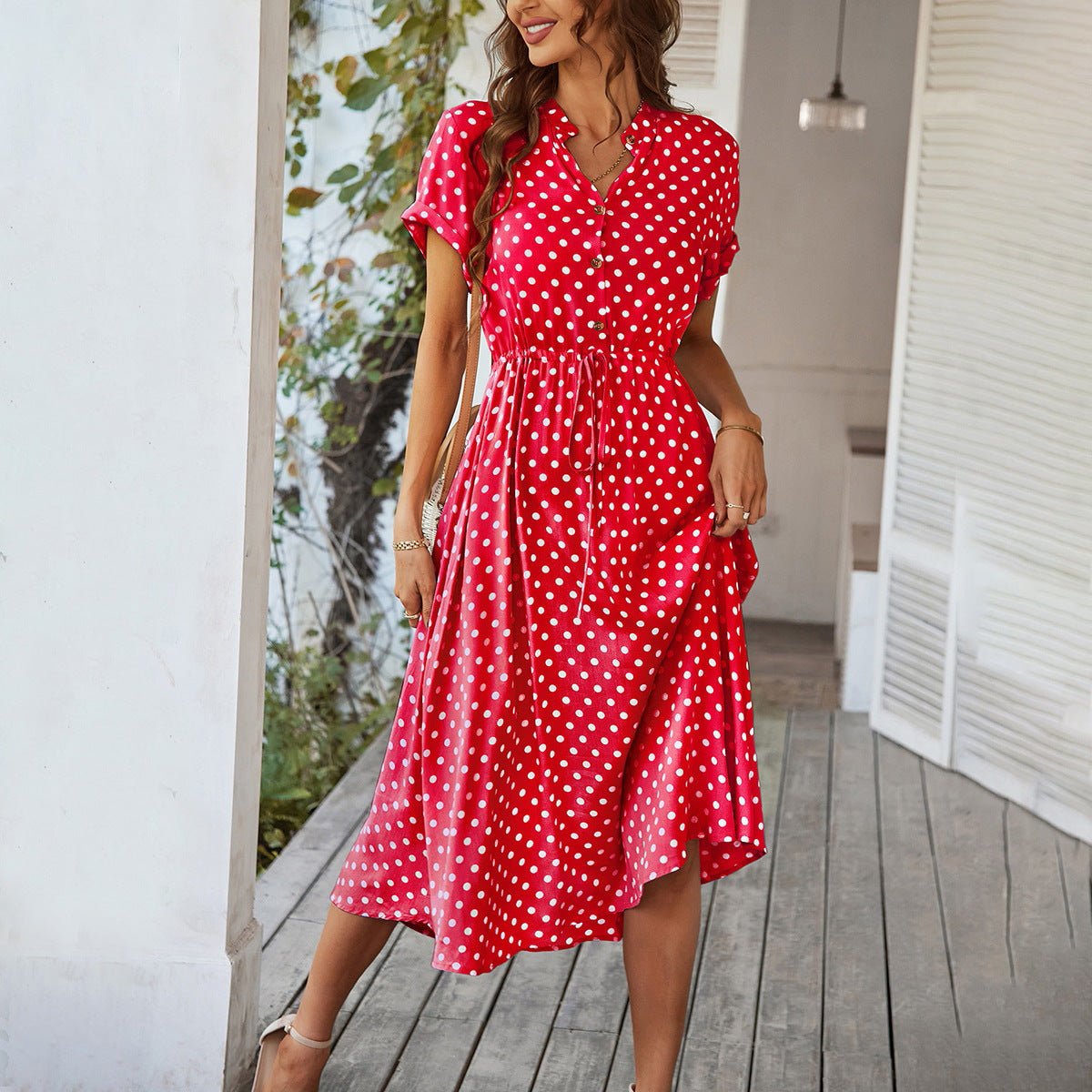 Miss | Midi Jurk Dames Zomer Stippen - Viscose - Miss Madera MIS-DFS7A9