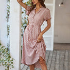 Miss | Midi Jurk Dames Zomer Stippen - Viscose - Miss Madera MIS-DKDT68