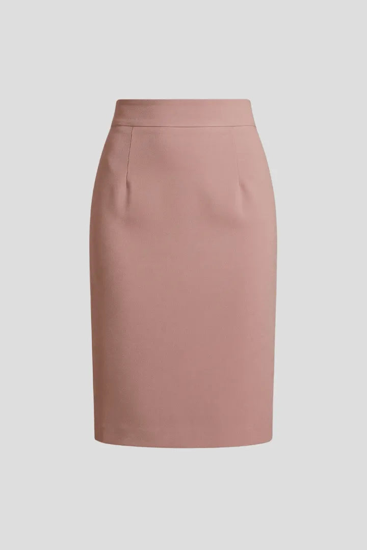 Midi Rok Dames High Waist met Achtersplit - Geweven stof