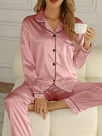 Miss | Nachtkleding Dames Satijnen Pyjama Set Knoopsluiting - Miss Madera MIS-OOZF7E