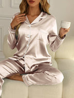 Miss | Nachtkleding Dames Satijnen Pyjama Set Knoopsluiting - Miss Madera MIS-F3IF0Z