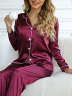 Miss | Nachtkleding Dames Satijnen Pyjama Set Knoopsluiting - Miss Madera MIS-DV425W