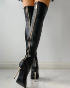 Miss | Overknee laarzen Dames Casual Comfort - Leer - Miss Madera
