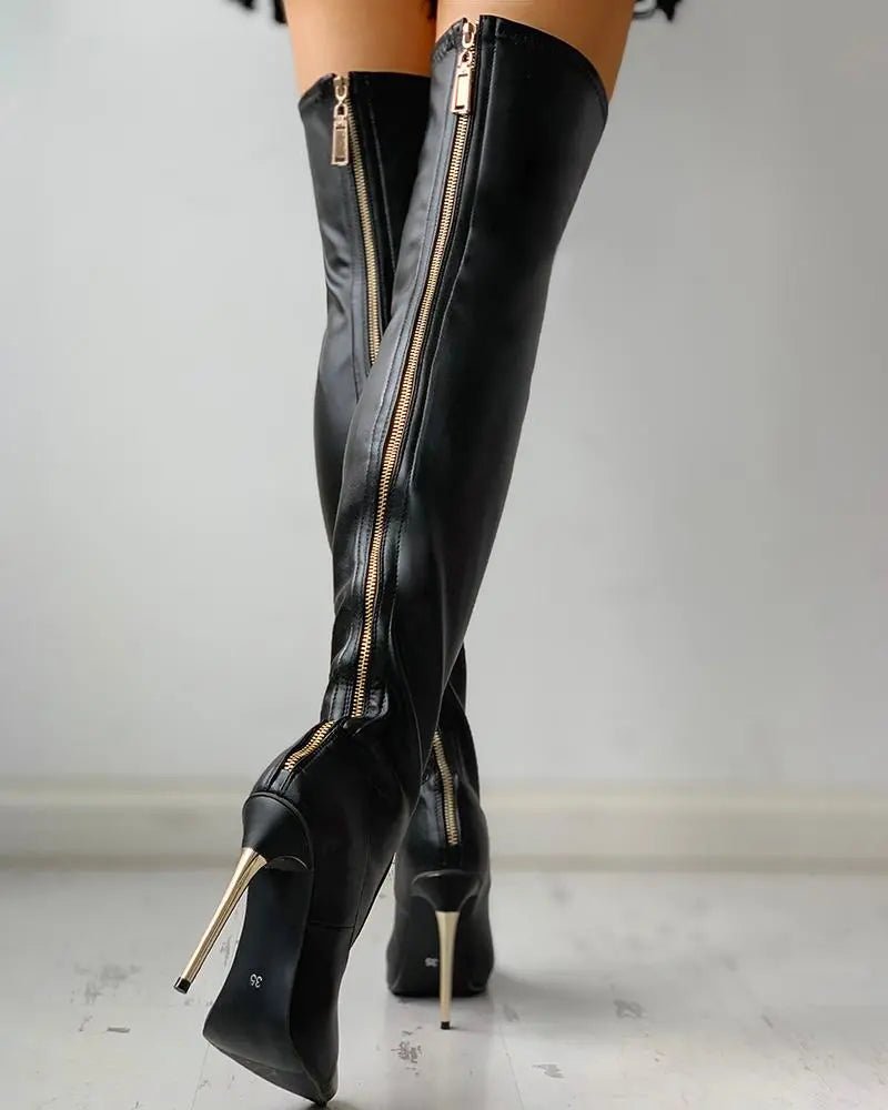 Miss | Overknee laarzen Dames Casual Comfort - Leer - Miss Madera