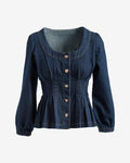 Miss | Peplum Top Dames Casual Elegant - Denim - Miss Madera