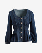Miss | Peplum Top Dames Casual Elegant - Denim - Miss Madera