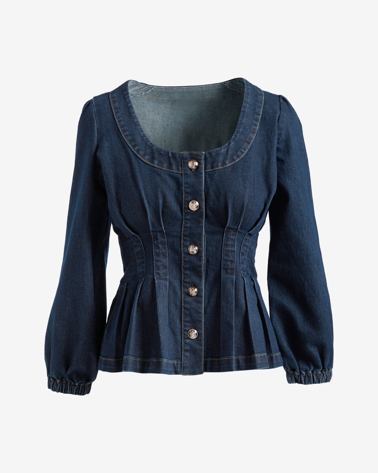 Miss | Peplum Top Dames Casual Elegant - Denim - Miss Madera
