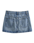 Miss | Rok Dames Asymmetrische Taille Mini Distressed - Denim - Miss Madera MIS-24ZLA3