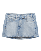 Miss | Rok Dames Asymmetrische Taille Mini Distressed - Denim - Miss Madera MIS-24ZLA3