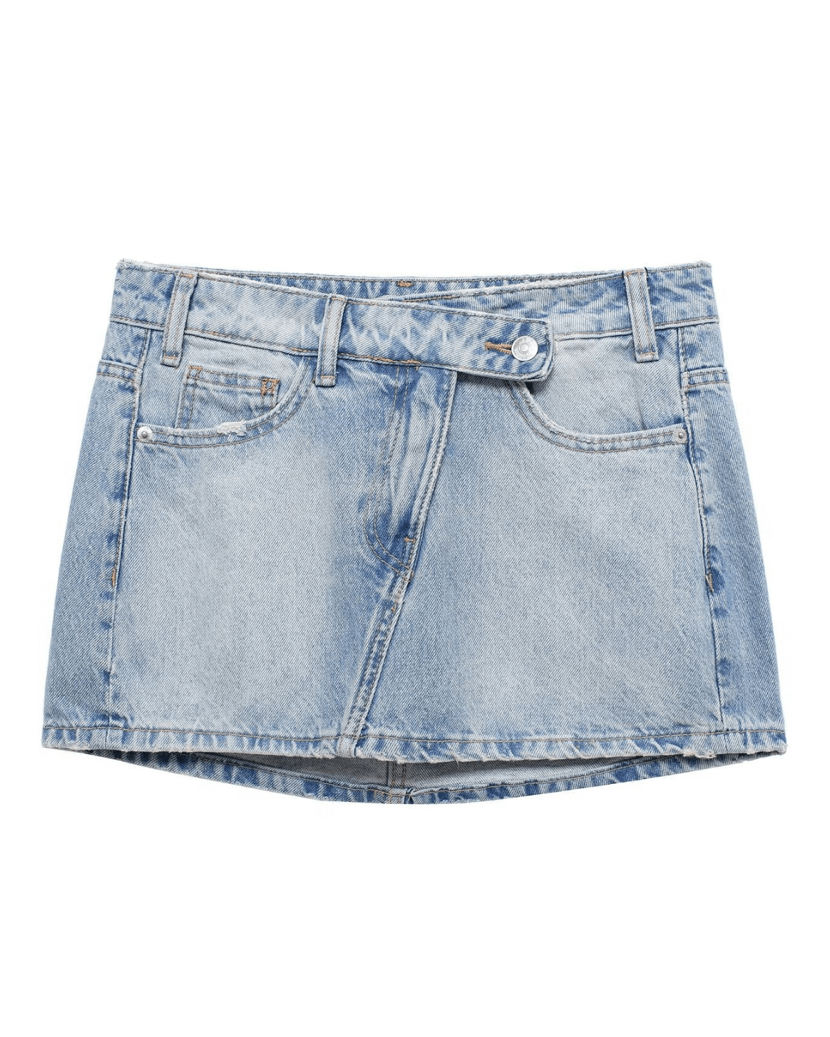Miss | Rok Dames Asymmetrische Taille Mini Distressed - Denim - Miss Madera MIS-24ZLA3