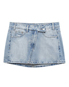 Miss | Rok Dames Asymmetrische Taille Mini Distressed - Denim - Miss Madera MIS-24ZLA3