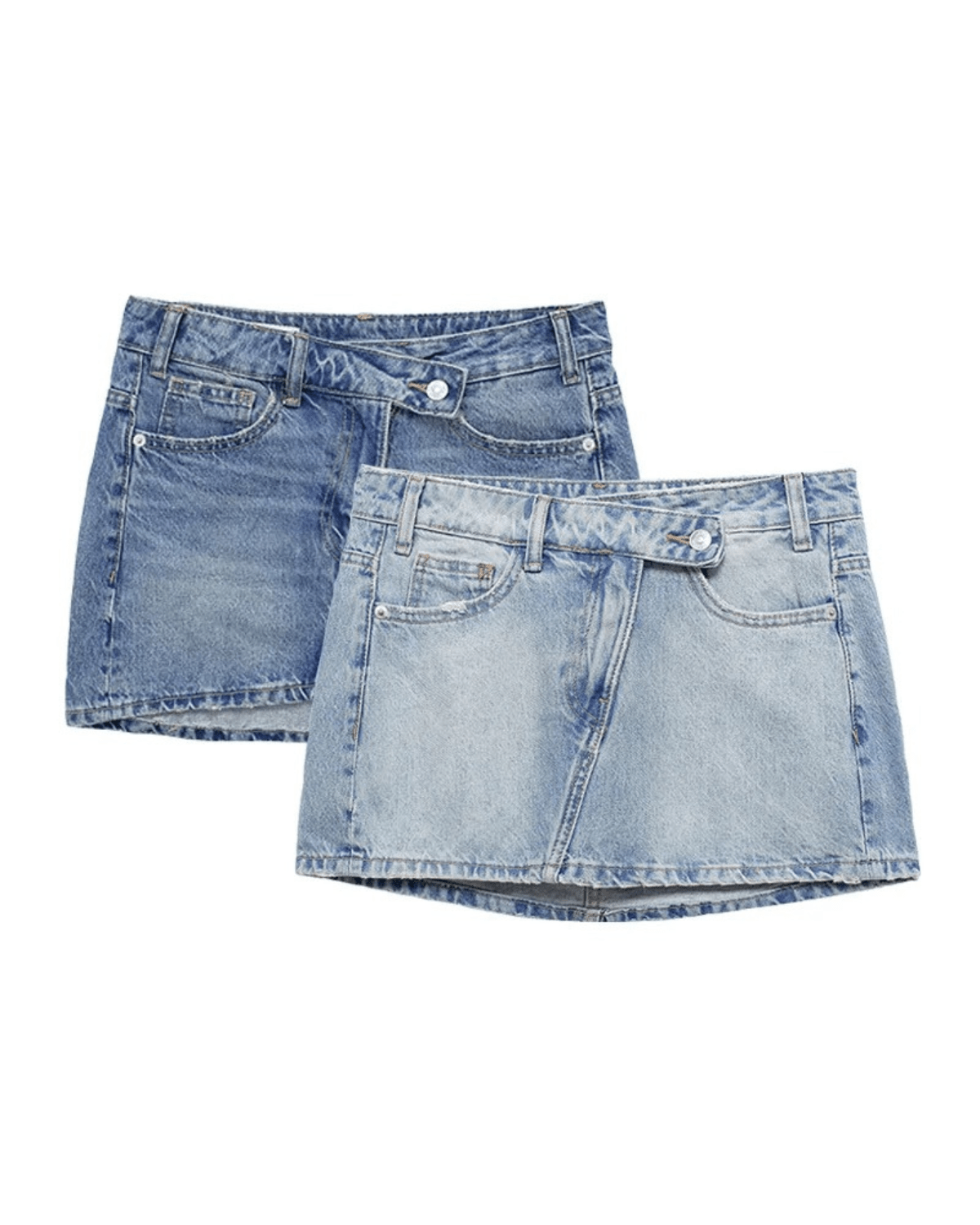 Miss | Rok Dames Asymmetrische Taille Mini Distressed - Denim - Miss Madera MIS-24ZLA3