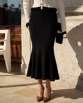 Miss | Rok Dames Mermaid Midi Elastische Taille - Viscose - Miss Madera MIS-98Z9EI