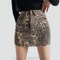 Miss | Rok Dames Mini High Waist Panterprint - Denim - Miss Madera MIS-LU4A9L