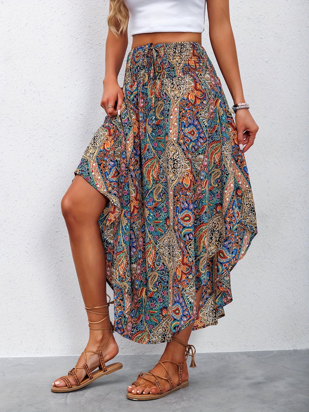 Miss | Rok Dames Zomer Asymmetrisch Maxi Boho - Viscose - Miss Madera MIS-LCO1GD