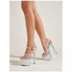 Miss | Sandalen Dames Avond Stiletto Plateau - Hoogglans - Miss Madera MIS-KAWUXQ
