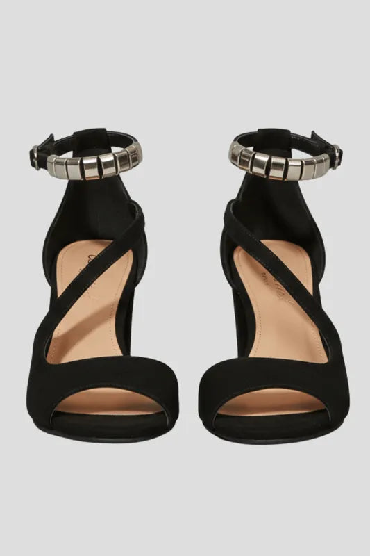 Sandalen Dames Blokhak Enkelbandjes Versierd Feestelijk