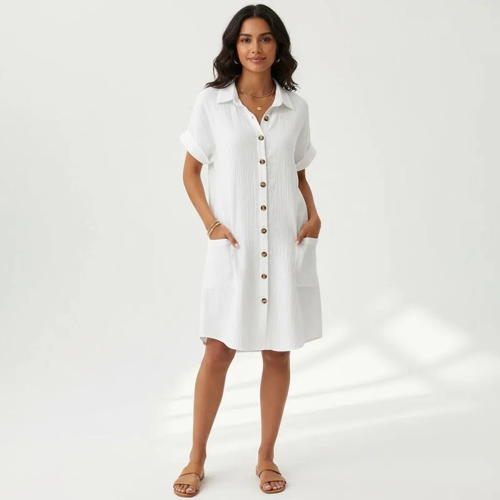 Miss | Shirtdress Dames Casual - Katoenmix - Miss Madera