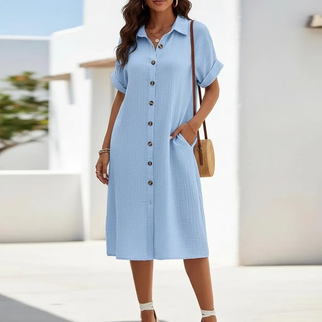 Miss | Shirtdress Dames Casual - Katoenmix - Miss Madera