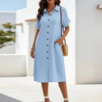 Miss | Shirtdress Dames Casual - Katoenmix - Miss Madera