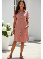 Miss | Shirtdress Dames Casual - Katoenmix - Miss Madera