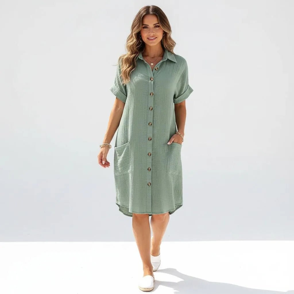 Miss | Shirtdress Dames Casual - Katoenmix - Miss Madera