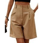 Miss | Shorts Dames Hoge Taille met Plooien en Omslag - Geweven - Miss Madera MIS-8OMZTS