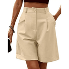 Miss | Shorts Dames Hoge Taille met Plooien en Omslag - Geweven - Miss Madera MIS-VZXBW7