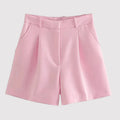 Miss | Shorts Dames Hoge Taille met Plooien - Geweven - Miss Madera MIS-VO0NF0