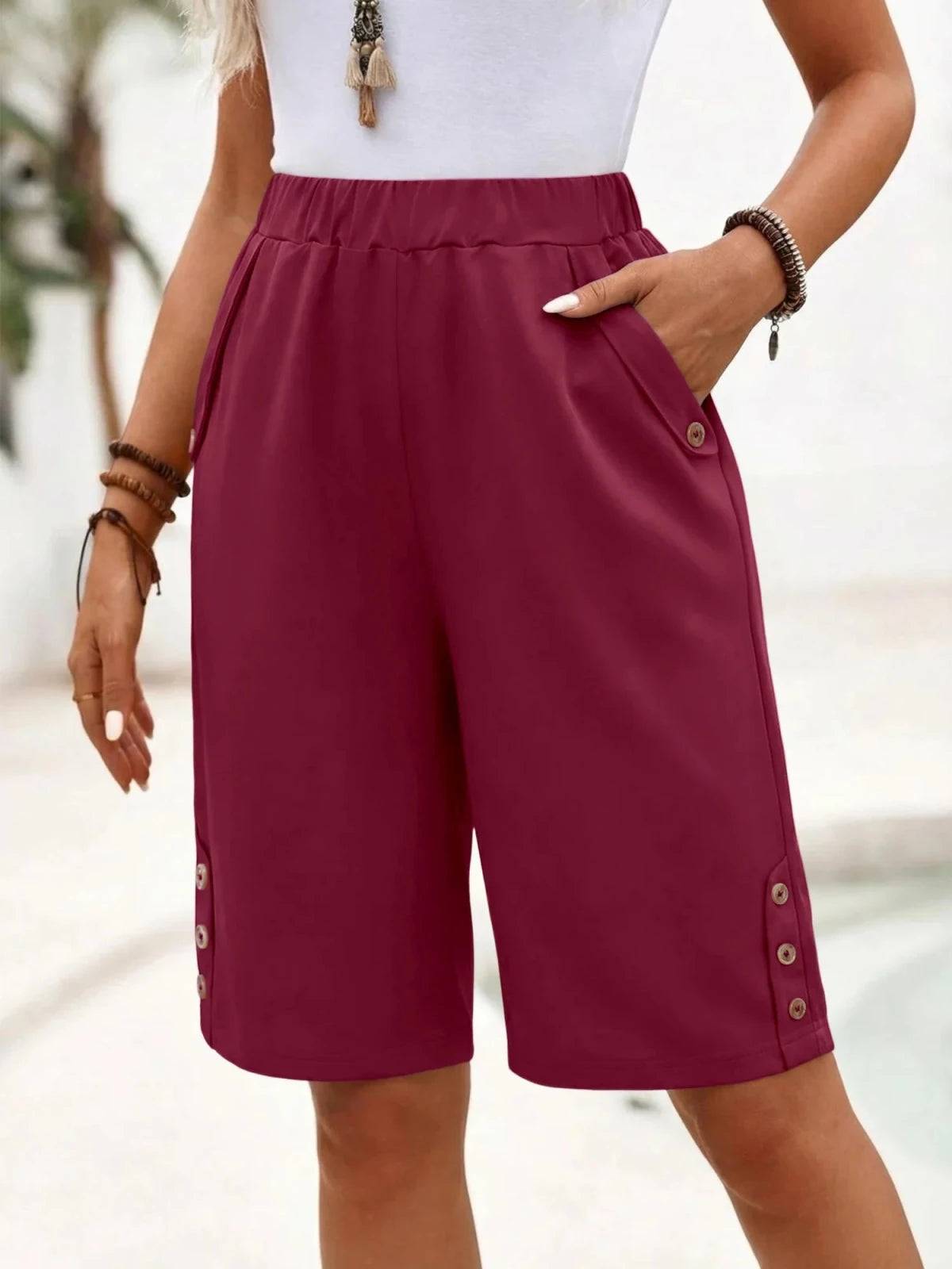Miss | Shorts Dames Knielengte Elastische Taille - Stretch - Miss Madera MIS-ACXMTL