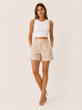 Miss | Shorts Dames Zomer High-Waist Geplooide Tailored Fit - Linnen - Miss Madera MIS-TN9DA0