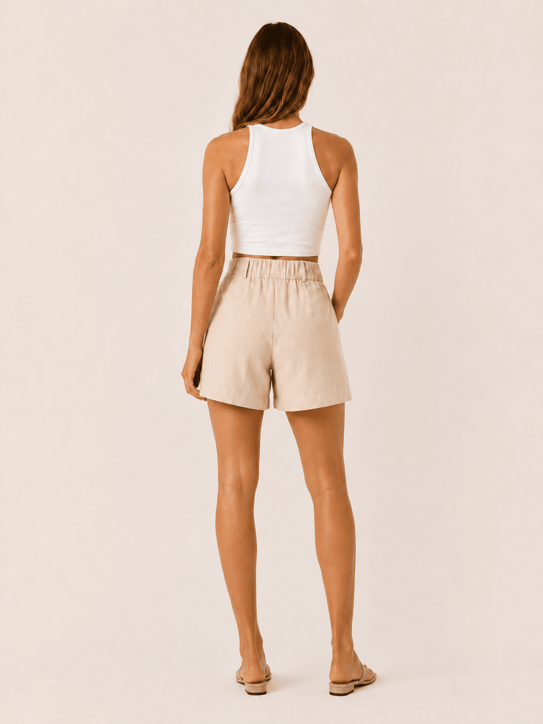 Miss | Shorts Dames Zomer High-Waist Geplooide Tailored Fit - Linnen - Miss Madera MIS-TN9DA0