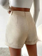 Miss | Shorts Dames Zomer High Waist Geribd - Viscose - Miss Madera MIS-SDN0FE
