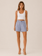 Miss | Shorts Dames Zomer High Waist Gestreept - Polyester - Miss Madera MIS-EVR2WV