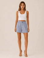 Miss | Shorts Dames Zomer High Waist Gestreept - Polyester - Miss Madera MIS-EVR2WV