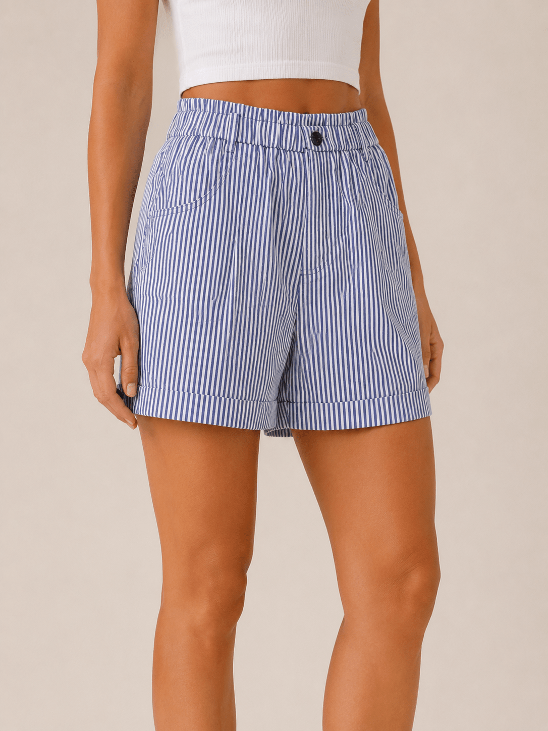 Miss | Shorts Dames Zomer High Waist Gestreept - Polyester - Miss Madera MIS-EVR2WV