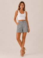 Miss | Shorts Dames Zomer High Waist Gestreept - Polyester - Miss Madera MIS-W9UWET