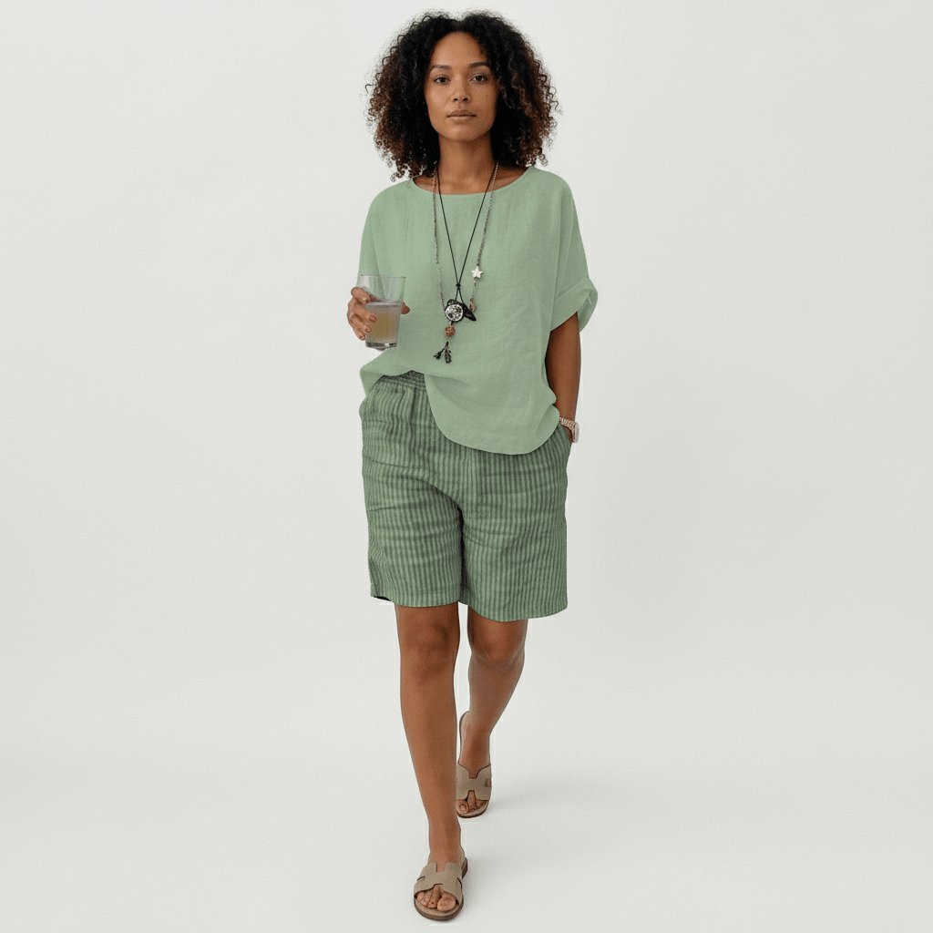 Miss | Shorts Dames Zomer Relaxed Gestreept - Viscose - Miss Madera MIS-SZM8KR