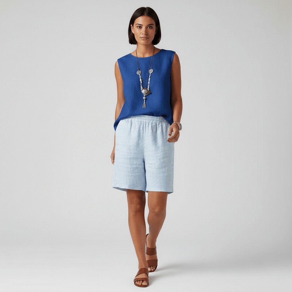 Miss | Shorts Dames Zomer Relaxed Gestreept - Viscose - Miss Madera MIS-4G7I2F