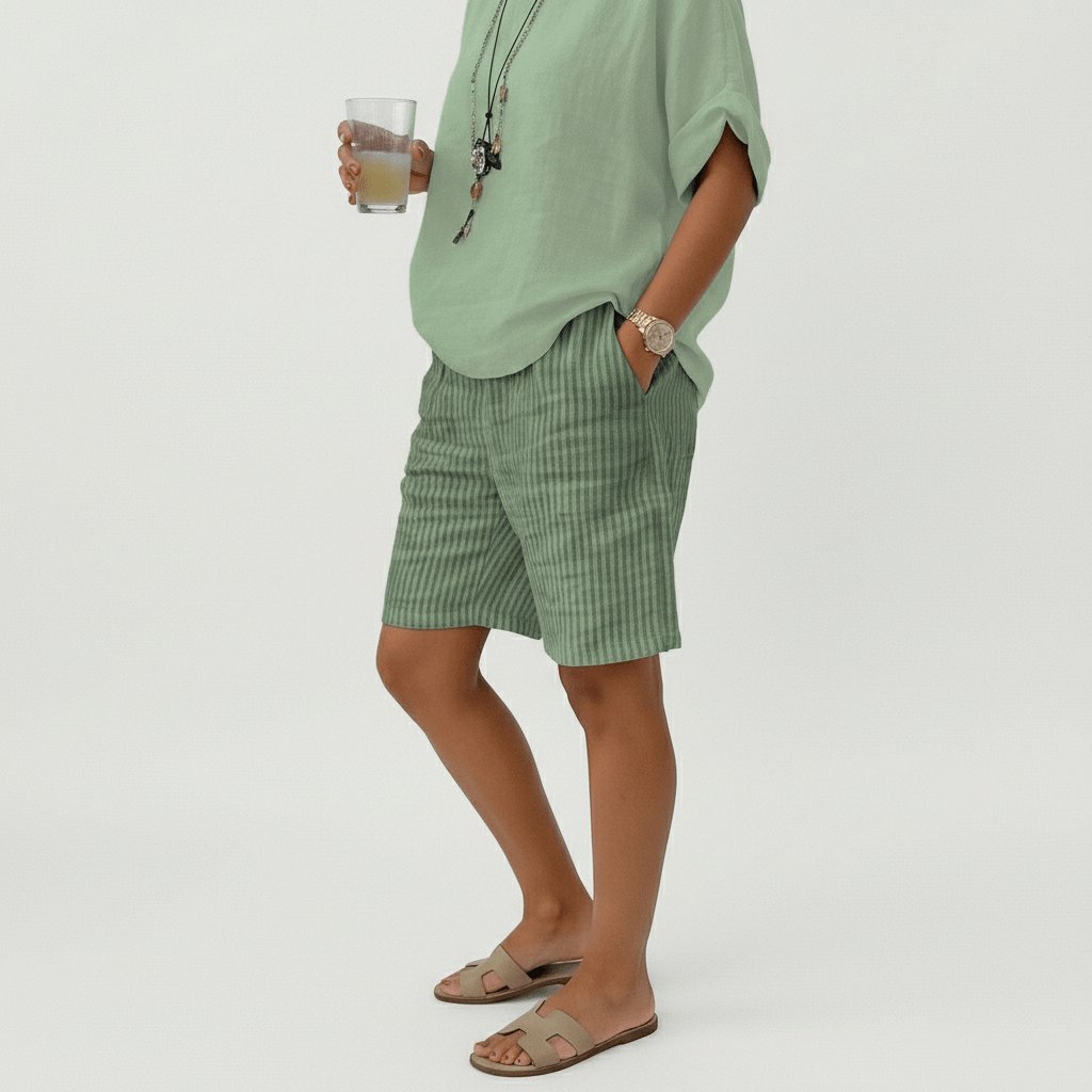 Miss | Shorts Dames Zomer Relaxed Gestreept - Viscose - Miss Madera MIS-SZM8KR