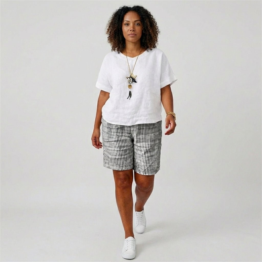 Miss | Shorts Dames Zomer Relaxed Gestreept - Viscose - Miss Madera MIS-L4SKCC