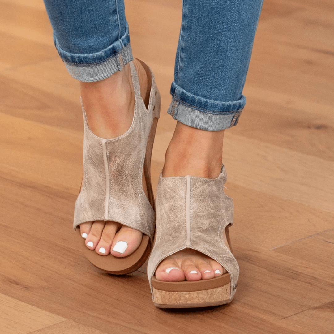 Miss | Sleehak Sandalen Dames Comfort - Suède Leer - Miss Madera MIS-F212D4