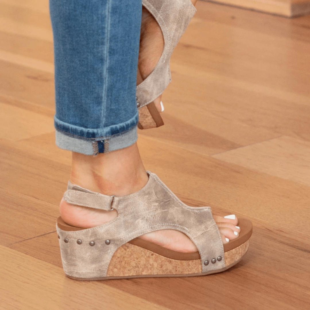 Miss | Sleehak Sandalen Dames Comfort - Suède Leer - Miss Madera MIS-F212D4